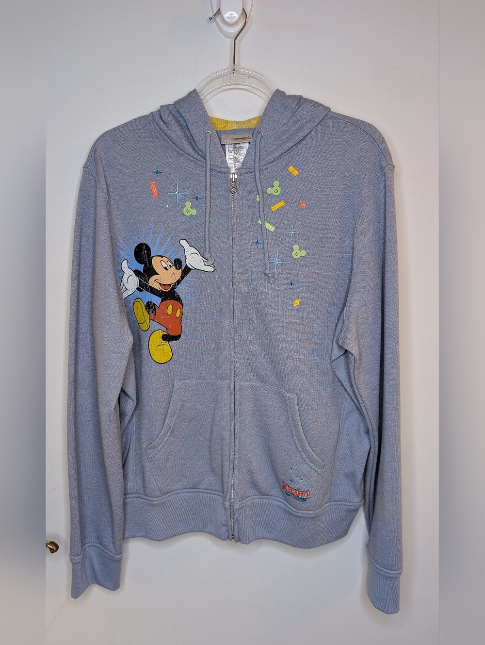Disney Light Blue Mickey Mouse Zip-Up Hoodie with Yellow & Green Accents